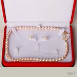  Chuỗi vòng cổ ngọc trai ánh hồng 8,9ly, và QUÀ TẶNG HOA TAI NỤ 