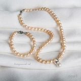  Bộ ngọc trai trắng, hồng, phối mặt dây ngọc trai 