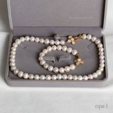  Bộ ngọc trai trắng 9ly, khóa thiết kế cánh hoa 