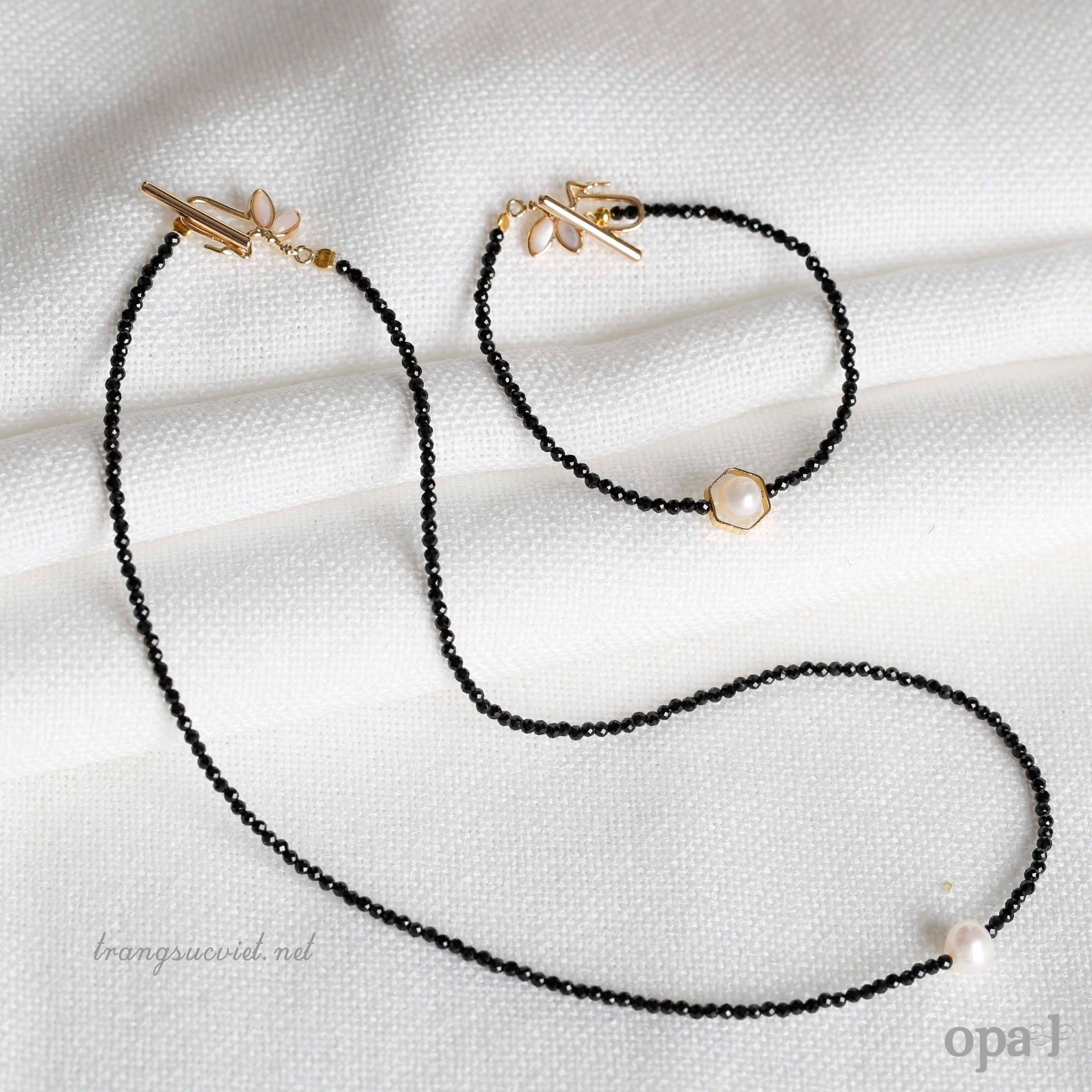  Bộ vòng cổ, vòng tay đính ngọc trai hiện đại 