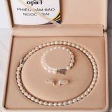  Bộ ngọc trai hạt Oval khóa xuyên 