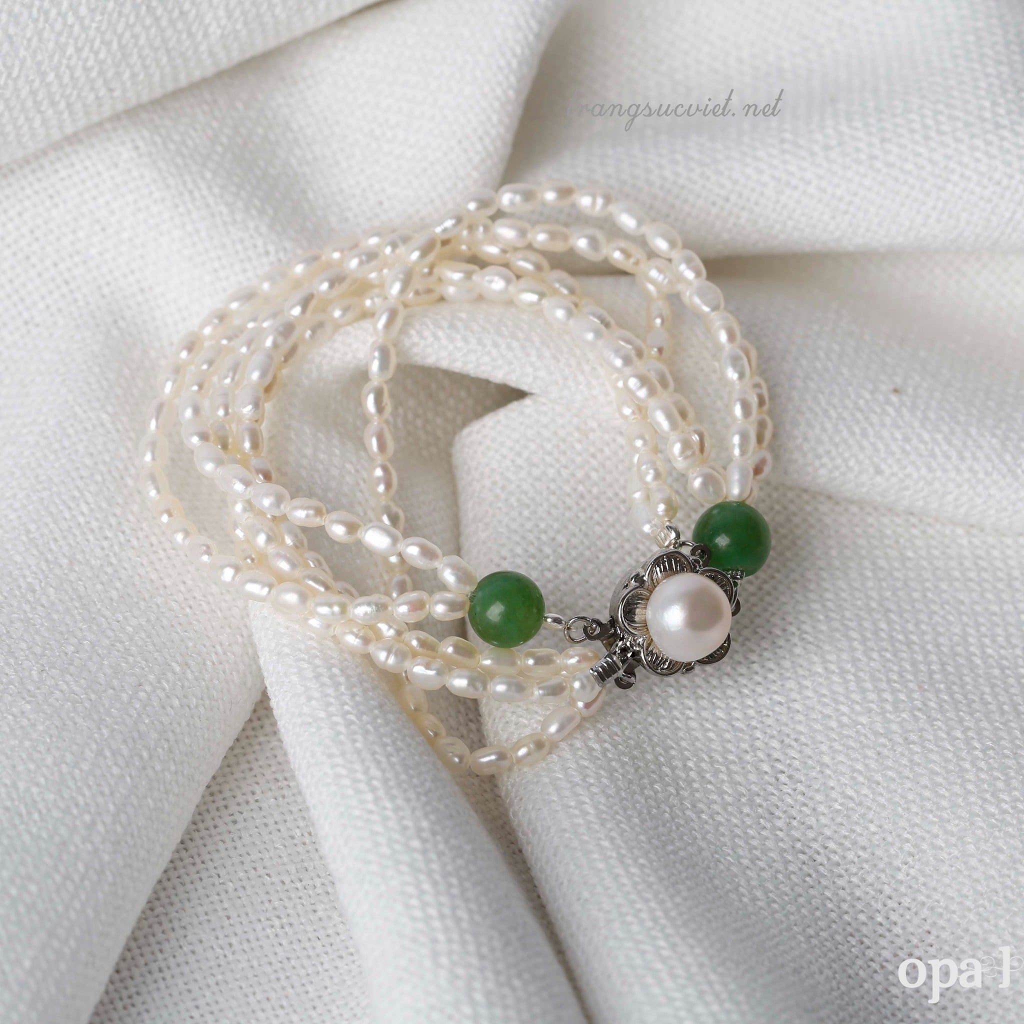  Vòng tay ngọc trai hạt gạo nhí, kiểu layers 