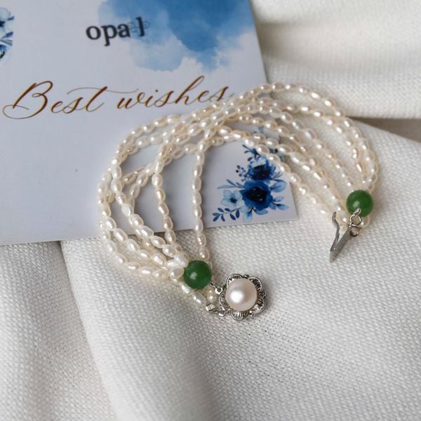  Vòng tay ngọc trai hạt gạo nhí, kiểu layers 