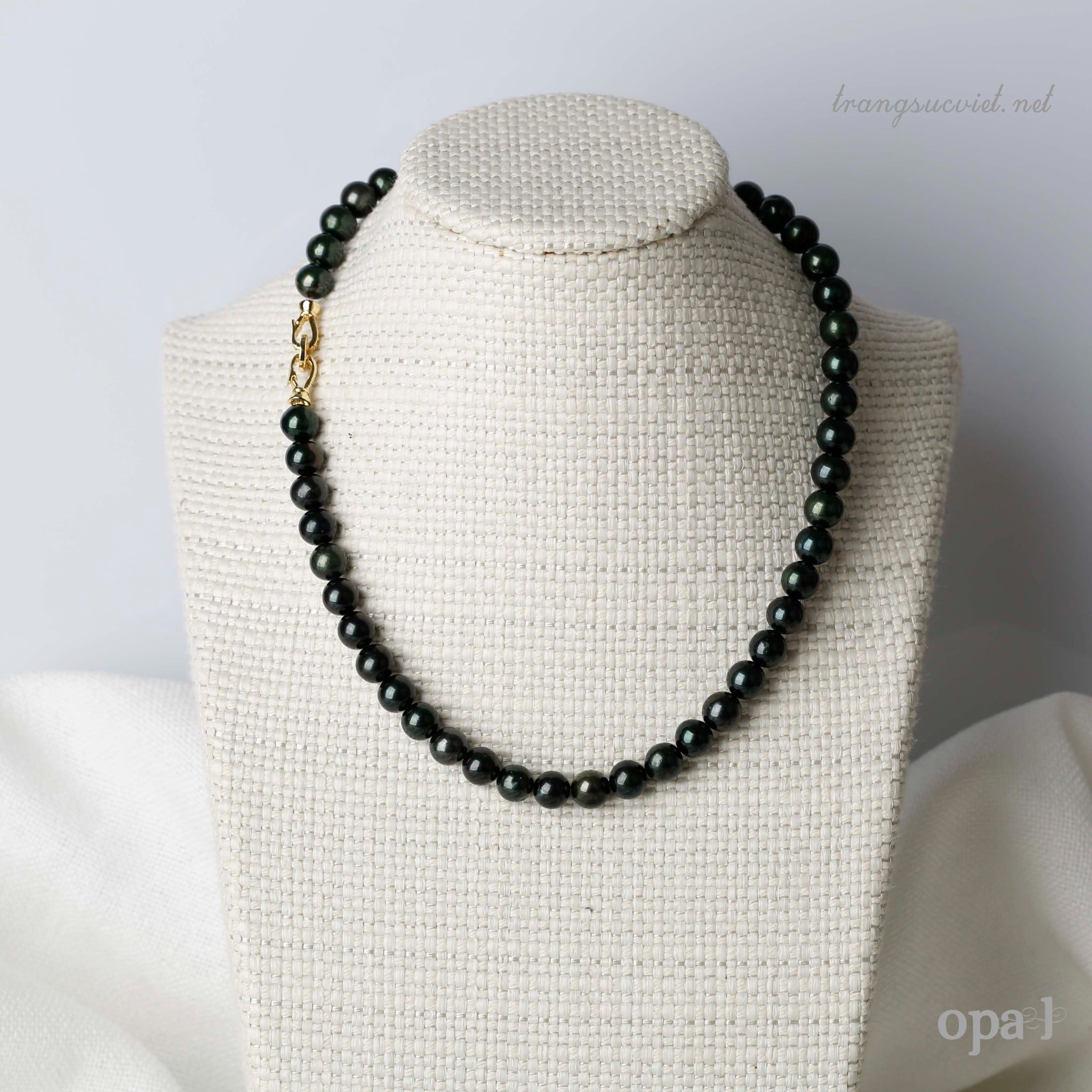  Vòng cổ ngọc trai ánh xanh lông công 