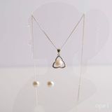  Set  dây  chuyền bạc, mặt ngọc trai và hoa tai ngọc trai đính đá 