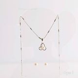  Set  dây  chuyền bạc, mặt ngọc trai và hoa tai ngọc trai đính đá 