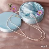  Vòng cổ sắc xuân- ngọc trai hạt gạo dáng dài 