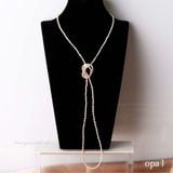  Vòng cổ sắc xuân- ngọc trai hạt gạo dáng dài 