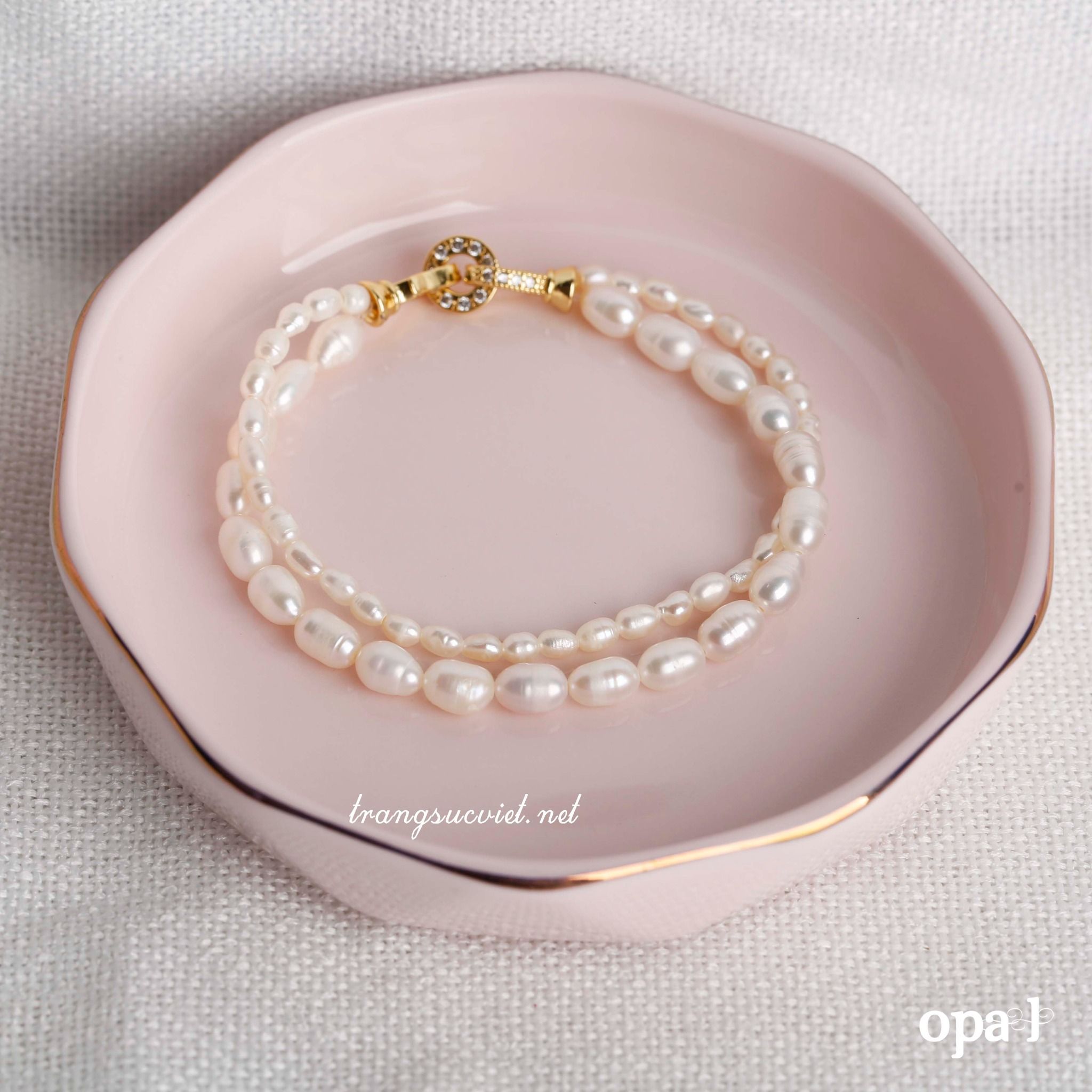  Vòng tay ngọc trai đôi hạt nhí 