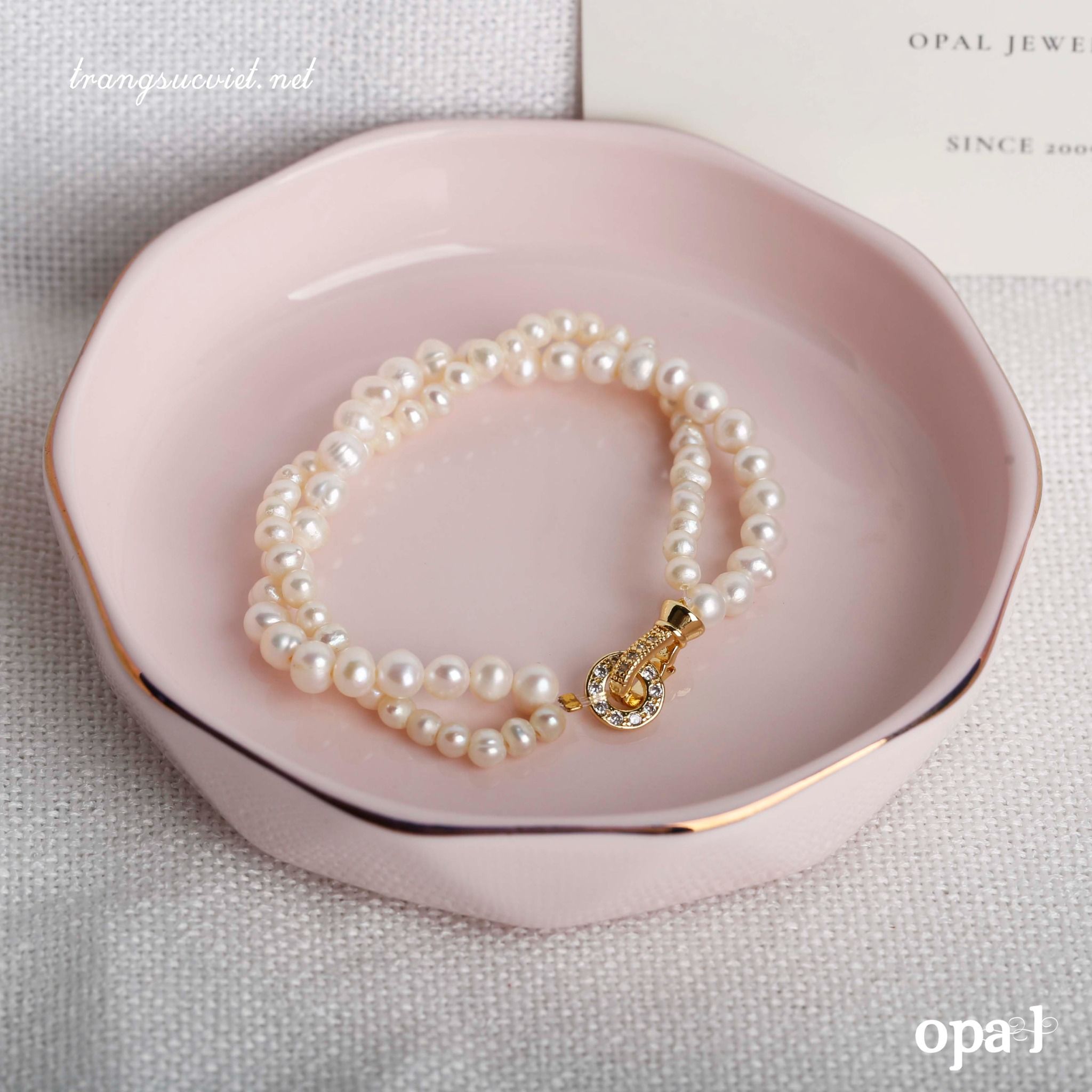  Vòng tay ngọc trai đôi hạt nhí 