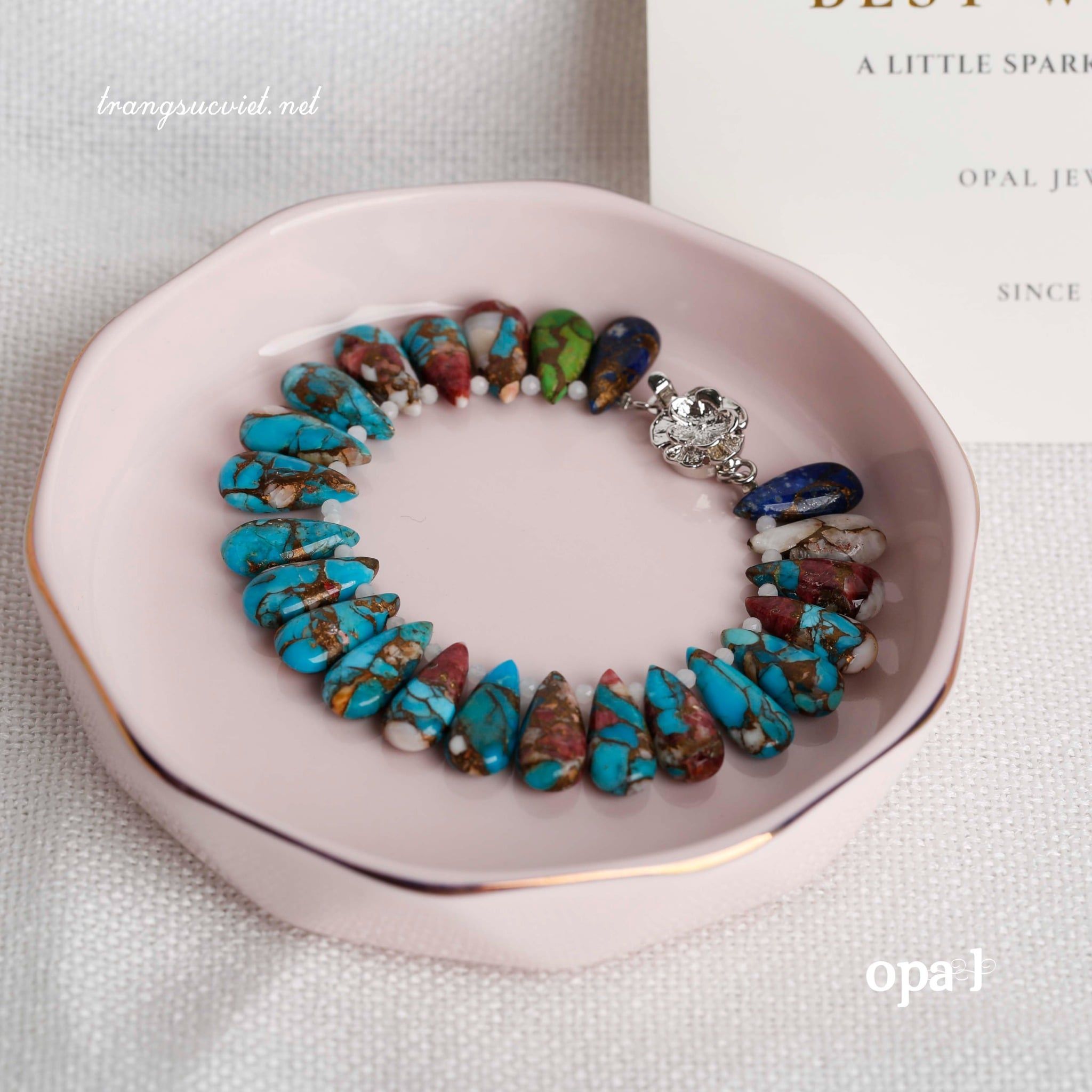  Vòng tay đa sắc giọt nước- đá Agate 