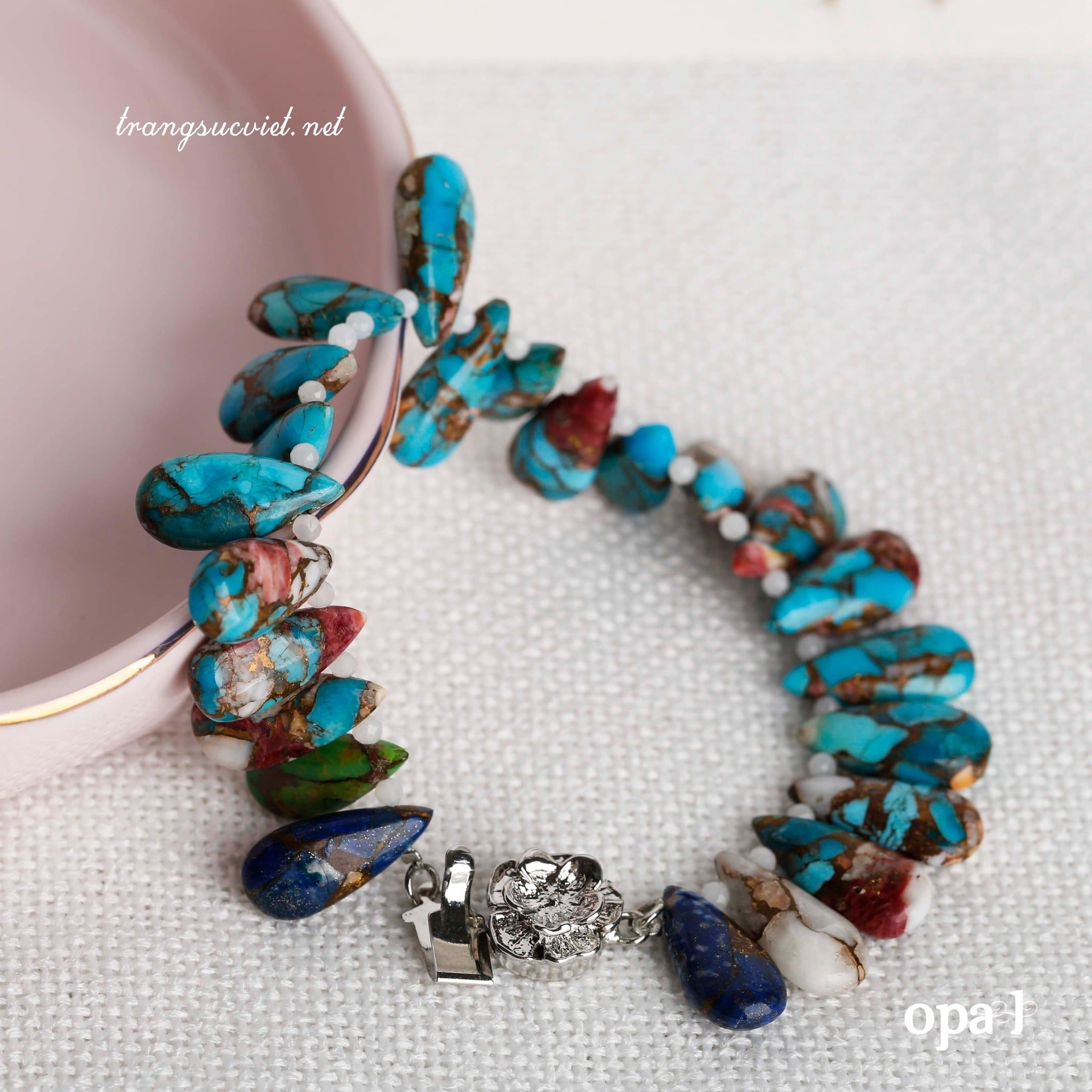  Vòng tay đa sắc giọt nước- đá Agate 