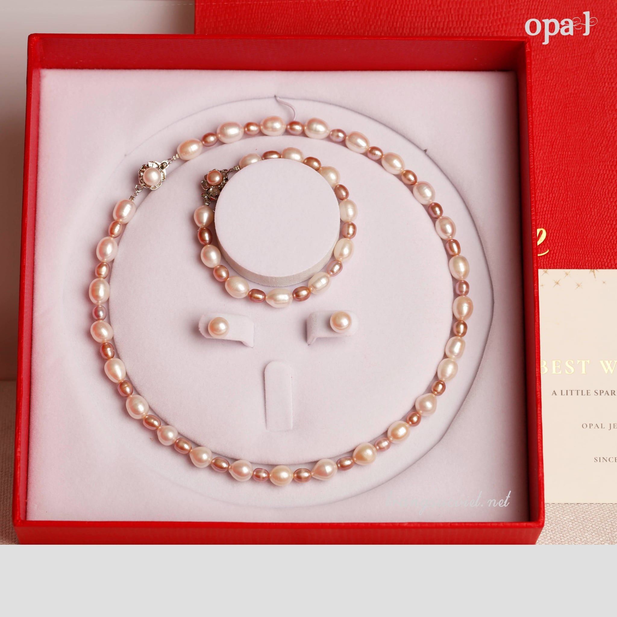  Bộ ngọc trai Oval phối mà trắng-tím-Dịu dàng và ấn tượng 