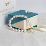  Vòng tay ngọc trai oval trắng- khóa thiết kế 