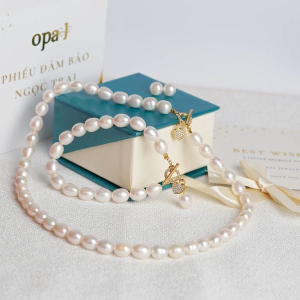  Bộ ngọc trai Oval trắng-món quà sang trọng 