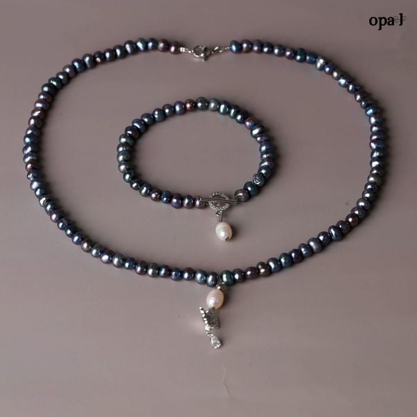  Bộ ngoc trai ánh xanh lông công 6ly - Dấu ấn riêng 