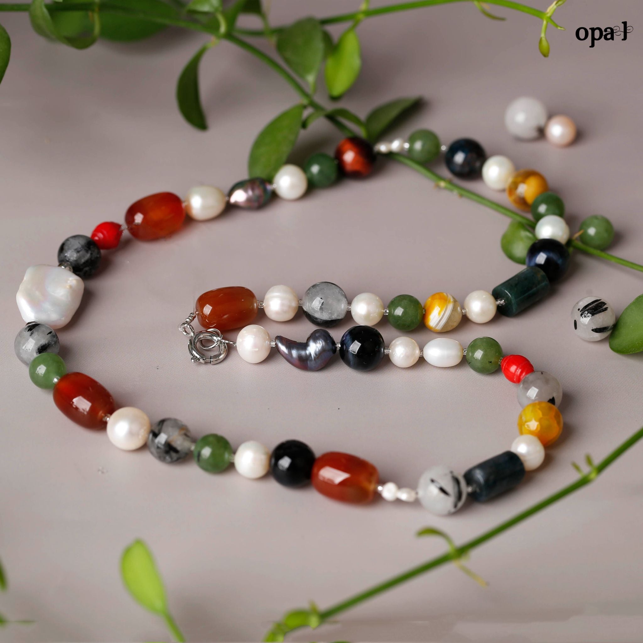  Vòng cổ phối đá và ngọc trai- sắc màu mùa hè 