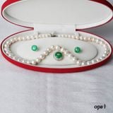 Bộ ngọc trai phối đá mã não xanh- sắc màu an yên tặng mẹ 