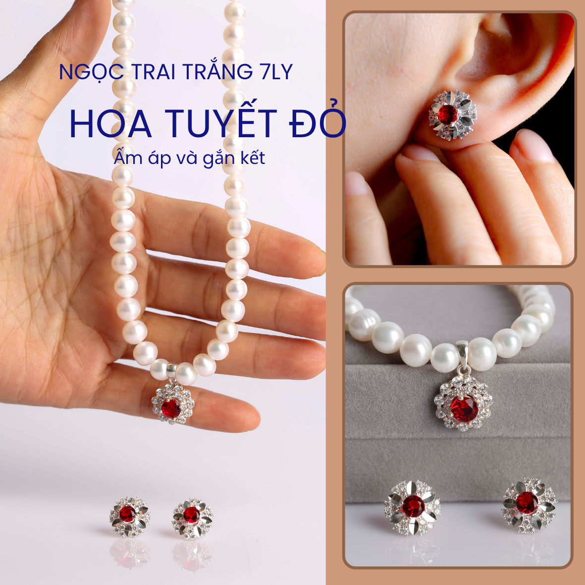  BST Bộ ngọc trai đính đá yêu thương tặng mẹ 