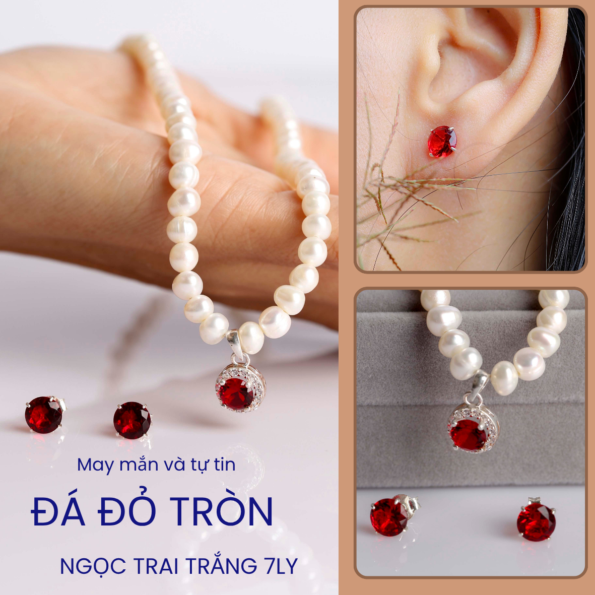  BST Bộ ngọc trai đính đá yêu thương tặng mẹ 