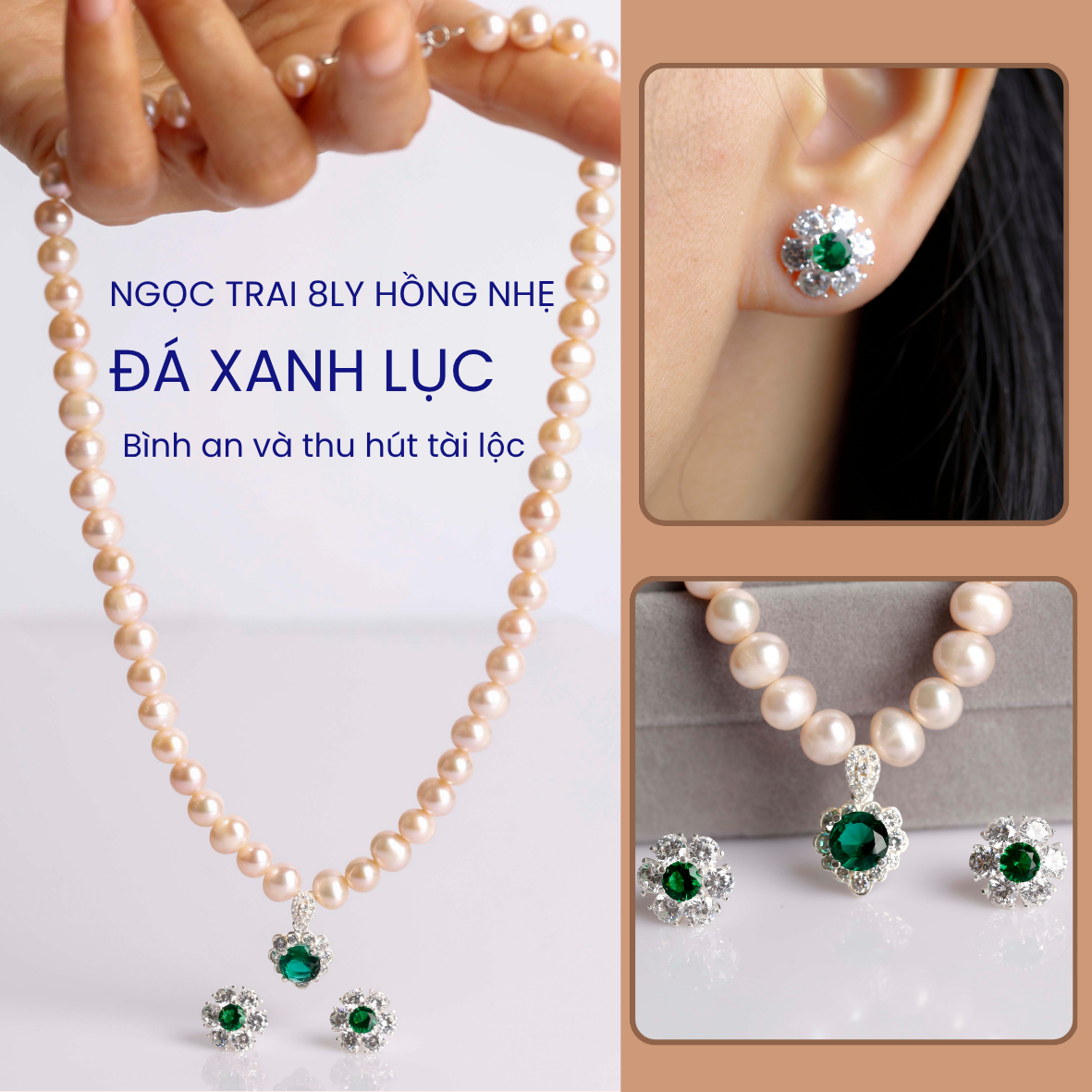  BST Bộ ngọc trai đính đá yêu thương tặng mẹ 