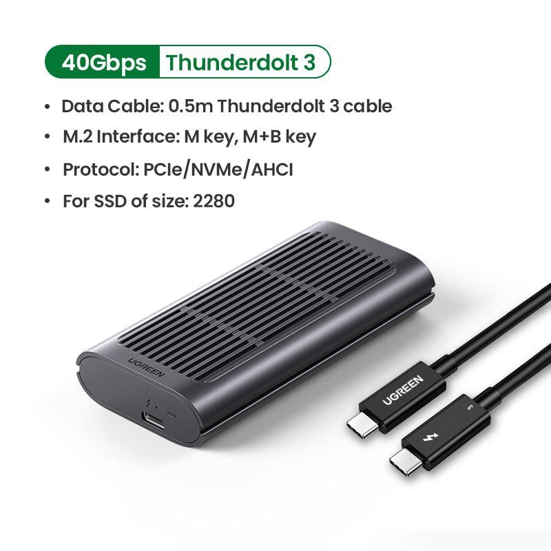 Ảnh minh họa Hộp đựng ổ cứng M.2 UGREEN CM343 – Tốc độ truyền 40GpbsThunderbolt ™ 3 hỗ trợ ổ cứng 2 TB 1