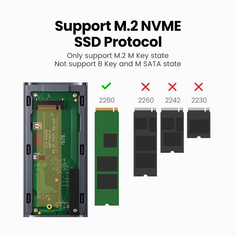 Ảnh minh họa Hộp đựng ổ cứng M.2 UGREEN CM343 – Tốc độ truyền 40GpbsThunderbolt ™ 3 hỗ trợ ổ cứng 2 TB 3