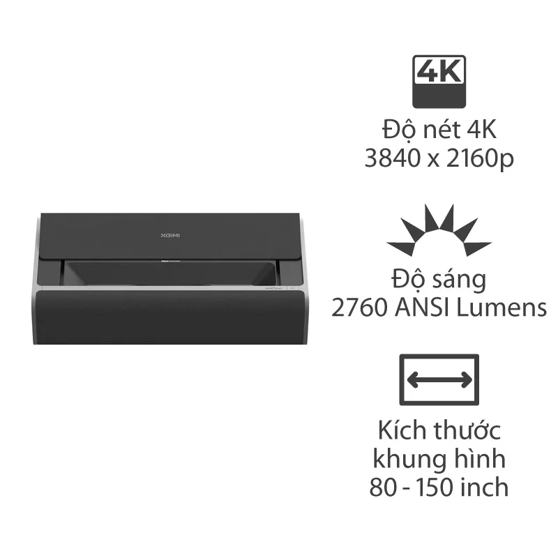 Máy chiếu siêu gần XGIMI Aura 2 New, 2300 ISO Lumens (2760 ANSI Lumens), 4K (3840 x 2160) 80-150 inch, Google TV