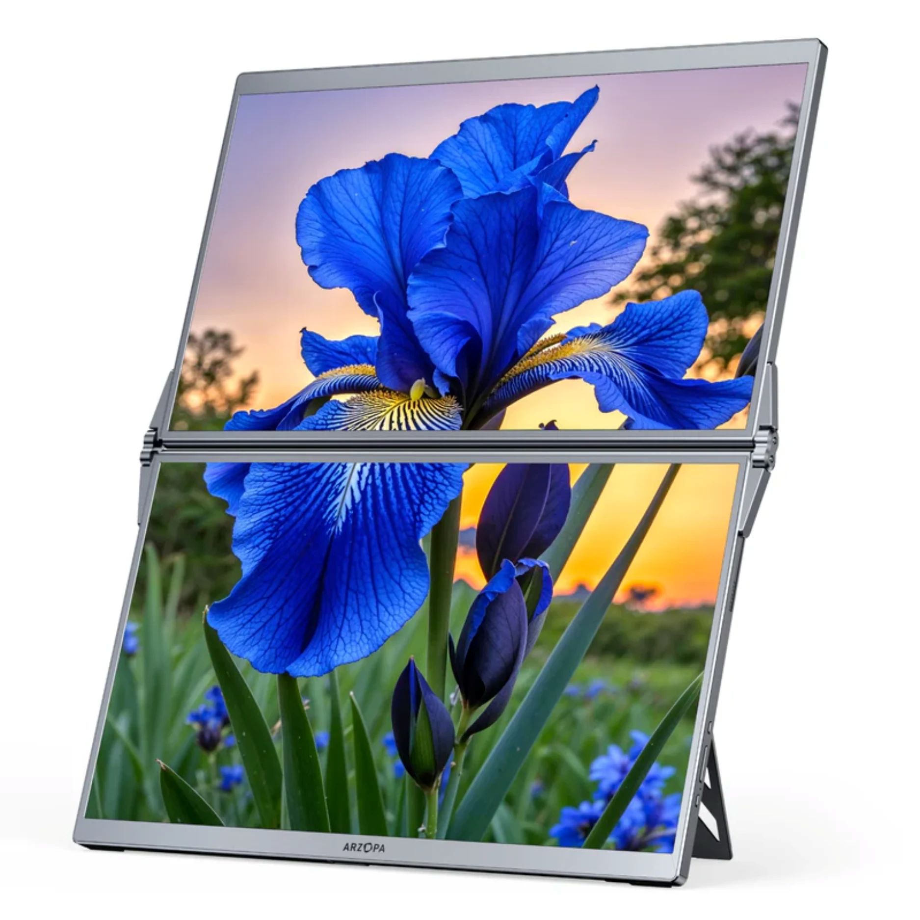 Ảnh minh họa Màn hình di động kép gập gọn ARZOPA E1 – 15.6" x 2 FHD IPS, 100% sRGB, Cắm là chạy, Chân đế tích hợp - Hàng chính hãng 1