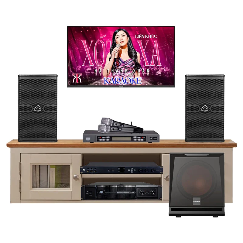 Dàn karaoke gia đình HDR120 (Wharfedale ANGLO E10, JKaudio D2600, JKaudio X6000 Plus, JKaudio B5 Pro, Paramax D30)