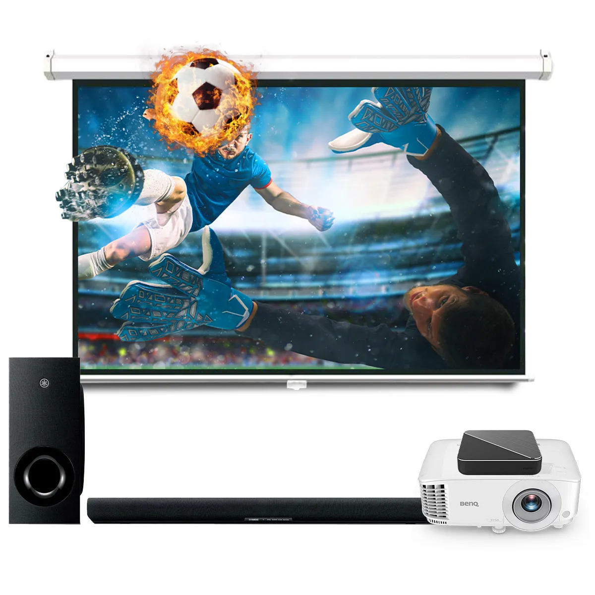 Ảnh minh họa Dàn âm thanh giải trí xem phim, bóng đá 02 (Yamaha SR-B40A, Dune HD Homatics Box R 4K Plus, BenQ MS560) 1