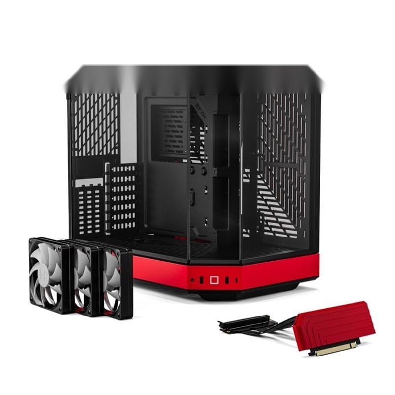 Ảnh minh họa Vỏ Case Hyte Y60 BlackCherry (CS-HYTE-Y60-BR) | Mid-Tower, Dual Chamber, Kèm sẵn Riser PCIe 4.0, Đen Đỏ 1