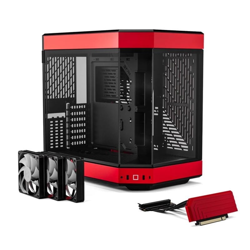 Ảnh minh họa Thùng máy Hyte Y60 BlackCherry (CS-HYTE-Y60-BR) | Mid-Tower, Dual Chamber, Kèm sẵn Riser PCIe 4.0, Đen Đỏ 1
