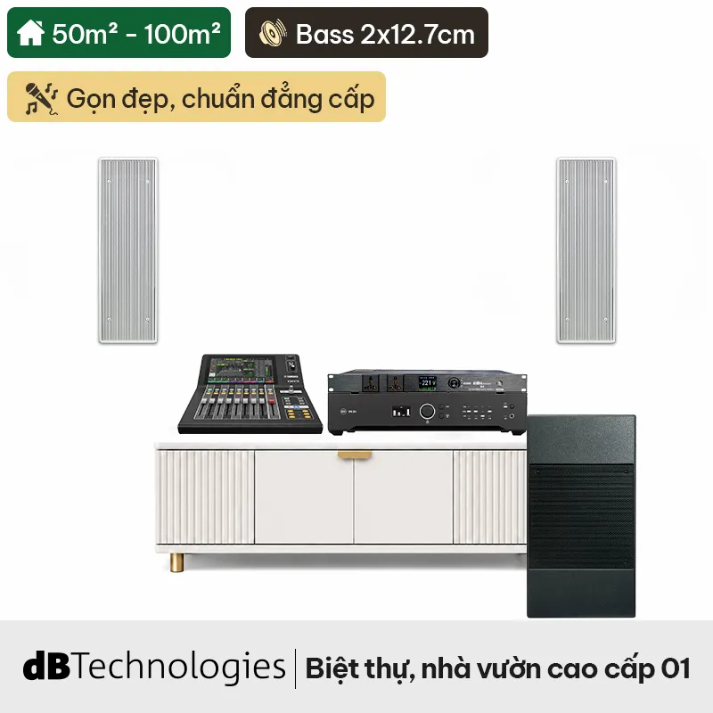 Ảnh minh họa Dàn karaoke treo tường dBTechnologies biệt thự, nhà vườn cao cấp 01 (IS25T WP White, IS12S WP,...) 1