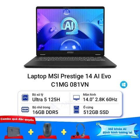 Laptop MSI Prestige 14 AI Evo C1MG 081VN (Ultra 5/16GB/512GB)