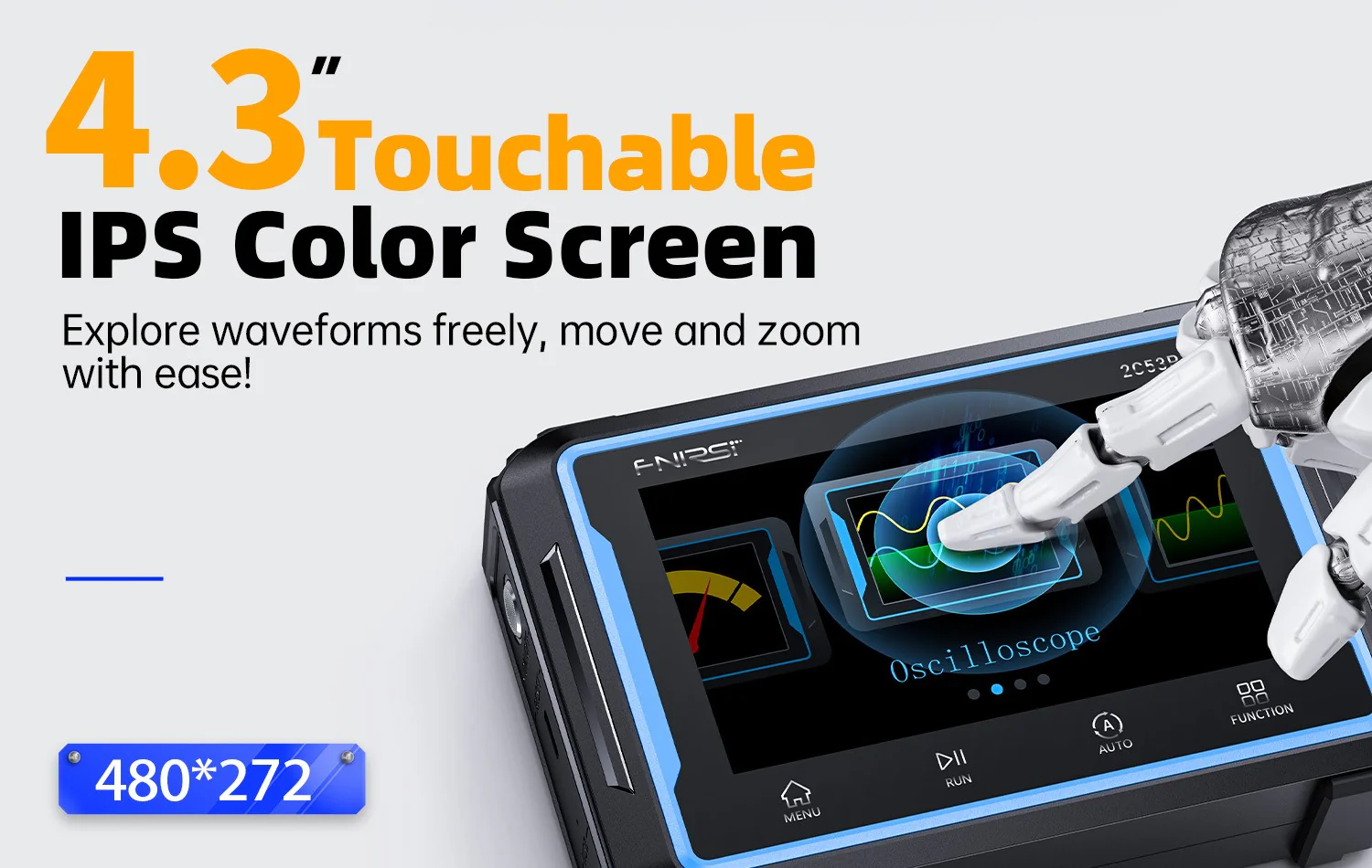 Ảnh minh họa Máy đo hiện sóng FNIRSI® 2C53P Tablet Touchable Oscilloscope + Multimeter + DDS Generator 3