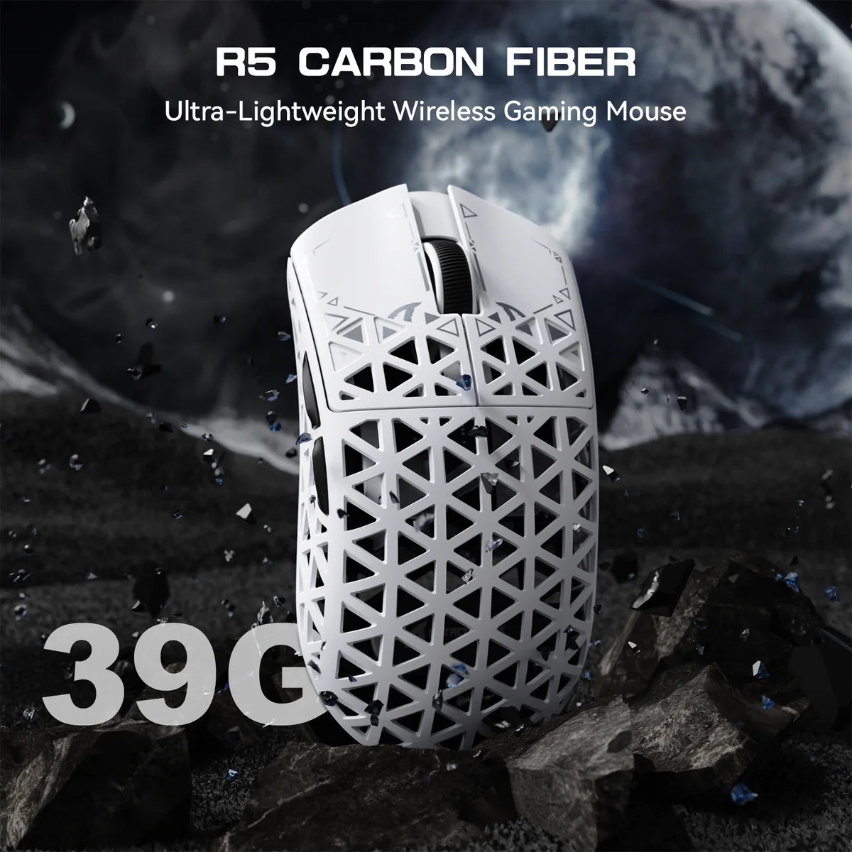 Ảnh minh họa Chuột chơi game không dây ATTACK SHARK R5 Ultra sợi carbon 8K PAW3950MAX - White 3