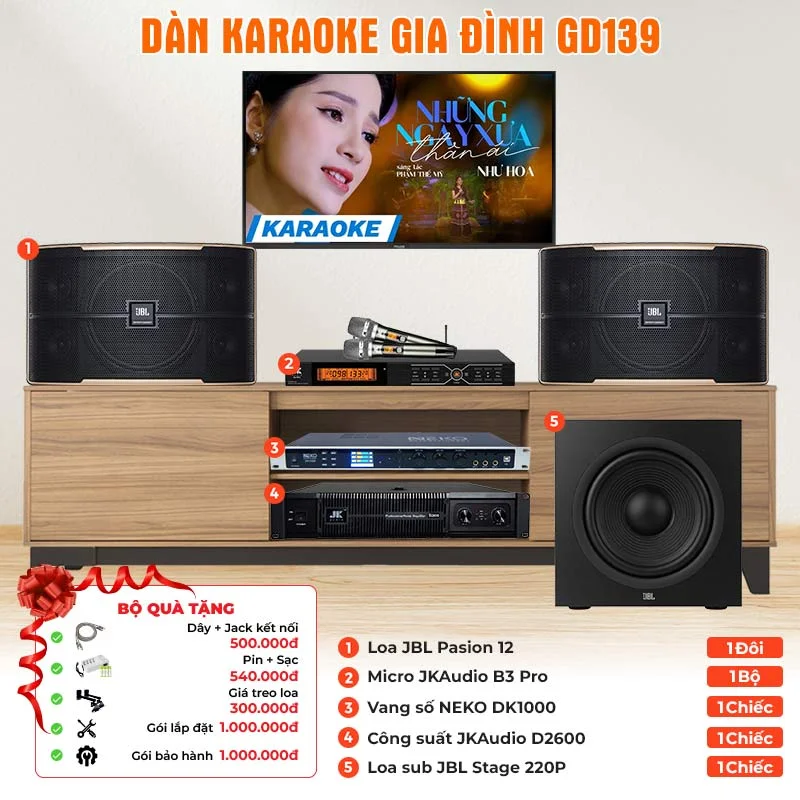 Ảnh minh họa Dàn karaoke gia đình GD139 (JBL Pasion 12, Stage 220P, JKAudio D2600, B3 Pro, DK1000) 1
