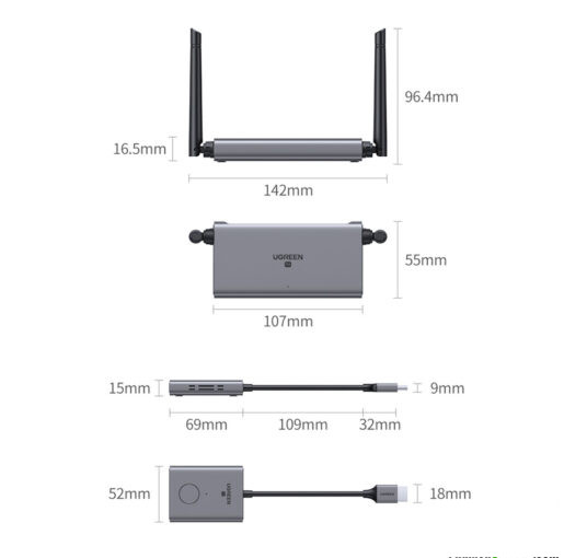 Ảnh minh họa Bộ chuyển đổi HDMI có chipset trình chiếu từ xa gồm bộ truyền, nhận Ugreen (50633)A 1
