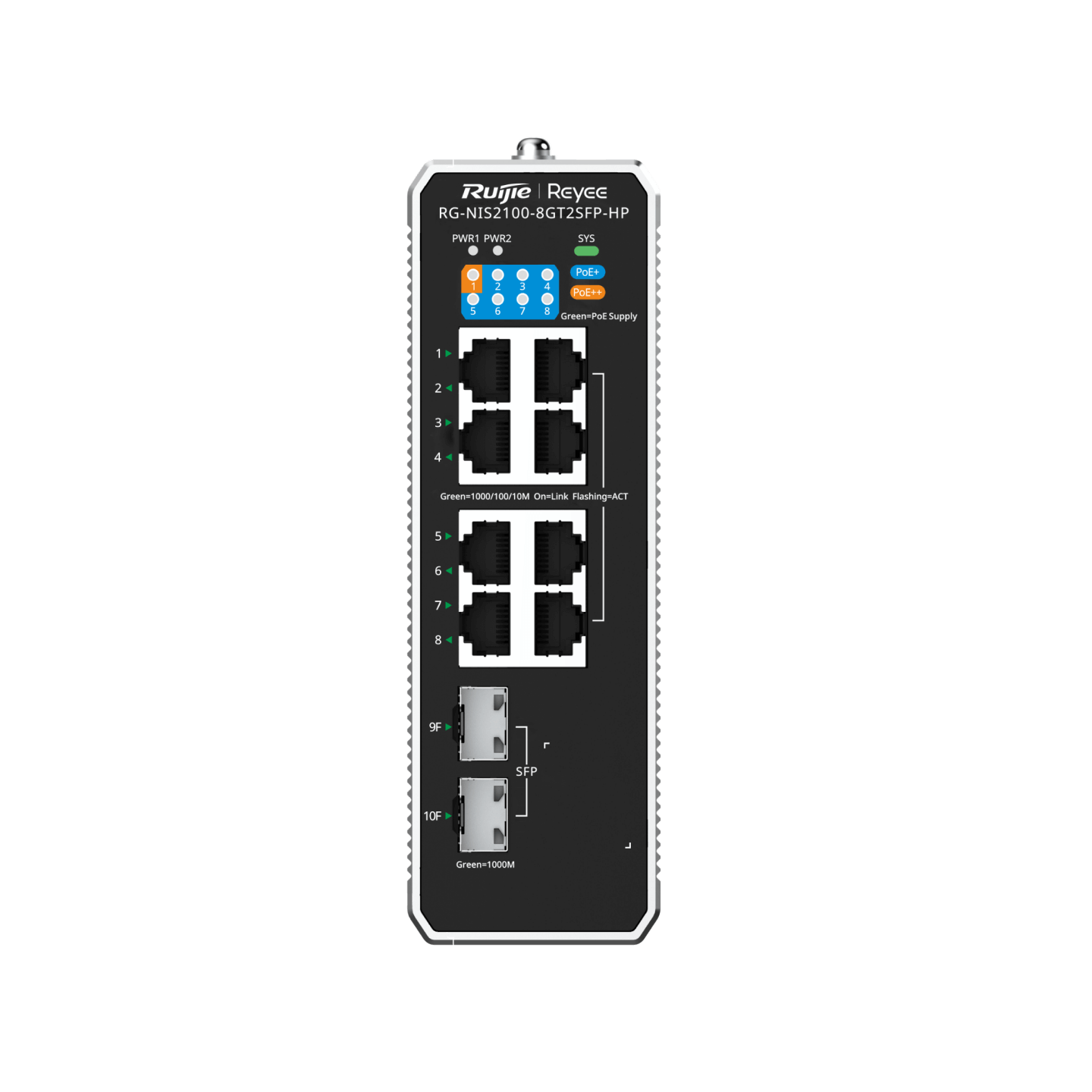 Ảnh minh họa RG-NIS2100-8GT2SFP-HP, Thiết bị chuyển mạch Công nghiệp được Quản lý trên Cloud 10 cổng 1