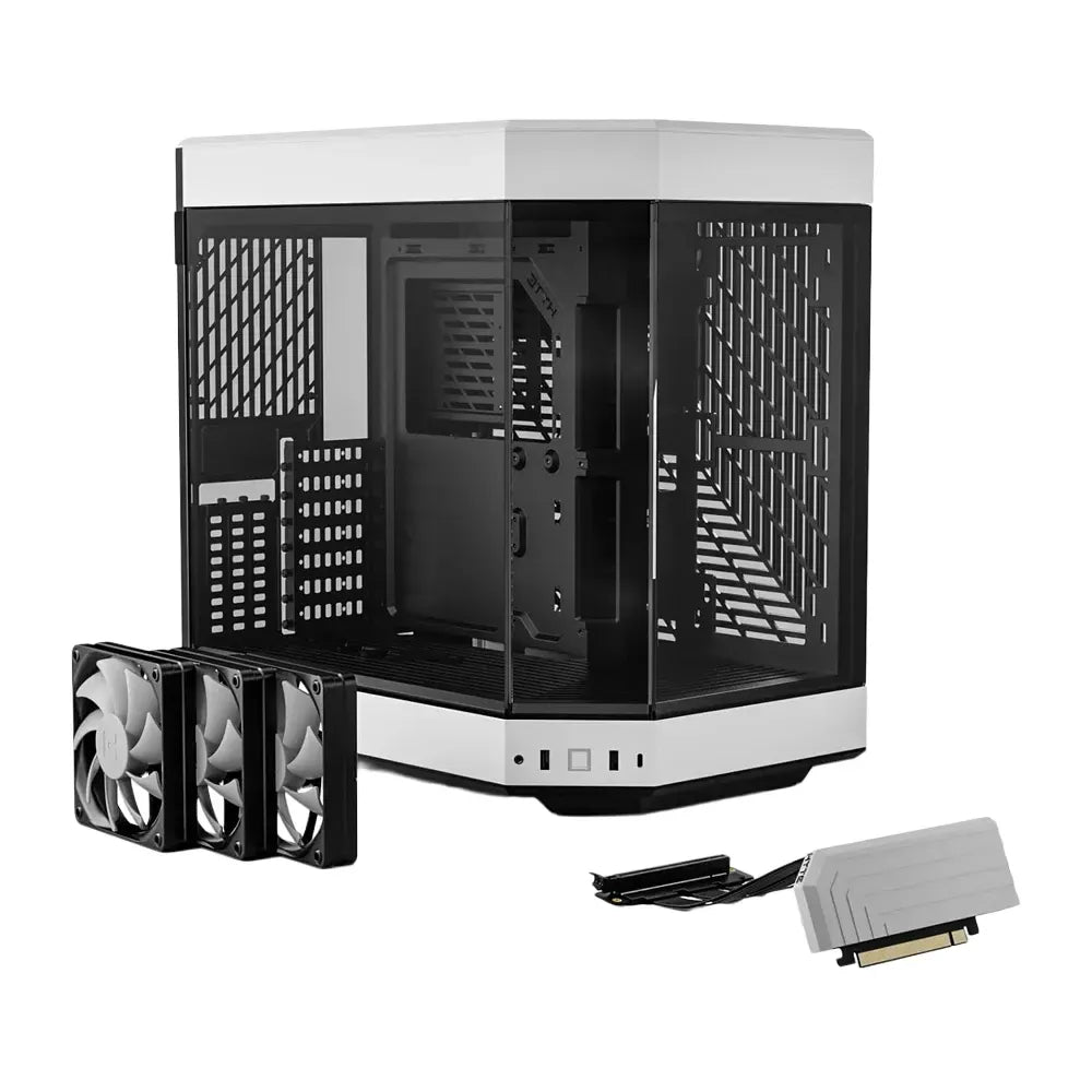 Vỏ case HYTE Y60 hai khoang, kính cường lực toàn cảnh ATX kèm 3 quạt - Đen/Trắng
