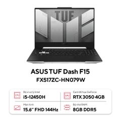  Laptop Asus TUF Dash F15 FX517ZC-HN079W (Core™ i5-12450H/8GB/512GB) 