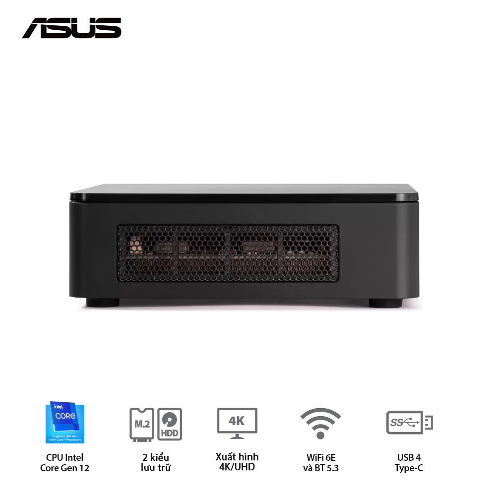 Ảnh minh họa Mini PC ASUS Intel NUC 12 Pro (i3-1220P | DDR4 | Intel Iris Xe | Wi-Fi 6 | Bluetooth | Thunderbolt 4 | Support 8K ) - RNUC12WSHI30000I) 2