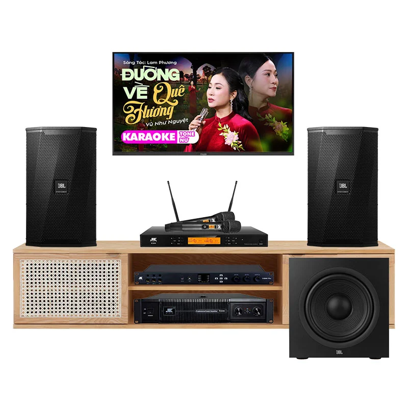 Dàn karaoke gia đình GD133 (JBL KPS2, JKaudio D2600, JKaudio X6000 Plus, JKaudio K500, JBL Stage 220P)