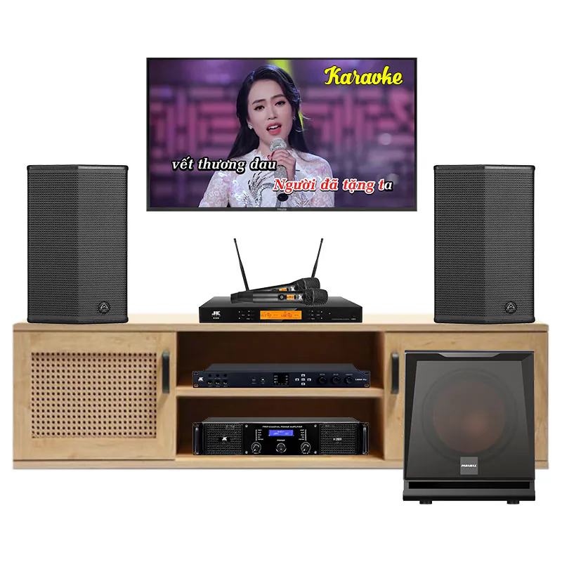 Dàn Karaoke Wharfedale KH76 (Wharfedale Sigma X12, Công suất, X6000 Plus, micro K500, Loa sub D30)