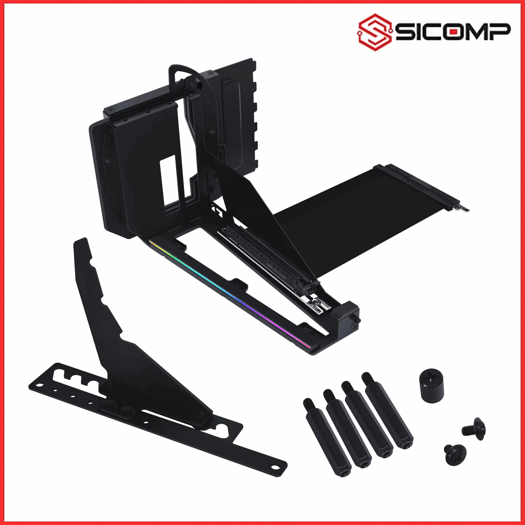 Ảnh minh họa BỘ DỰNG ĐỨNG VGA LIAN LI MULTI DIRECTIONAL VERTICAL GPU BRACKET MÀU ĐEN KÈM PCIE 5.0 1