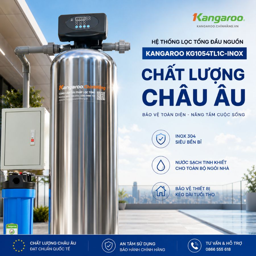 Ảnh minh họa Bộ lọc tổng đầu nguồn gia đình KG1054TL1C-INOX, Van tự động, Xử lý Canxi 3
