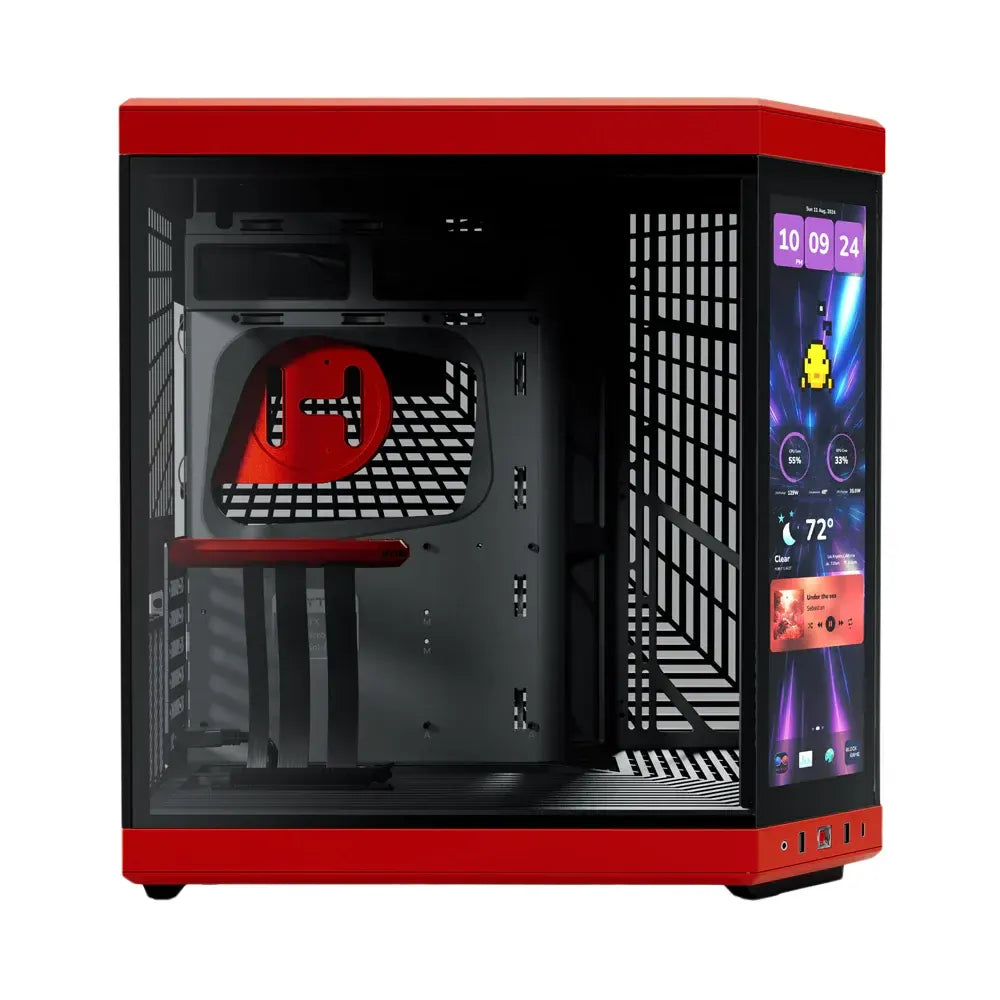 Ảnh minh họa Vỏ máy chơi game ATX Mid-Tower hai khoang tích hợp màn hình cảm ứng IPS 14.5-Inch HYTE Y70 Touch Infinite - Black Cherry 1