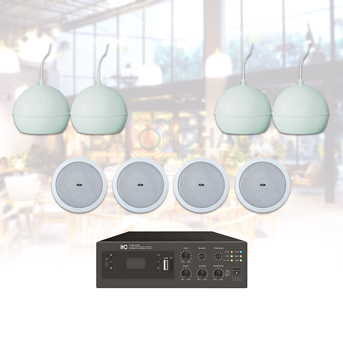 Hệ Thống Âm Thanh Nhạc Nền Quán Cafe, Nhà Hàng, Shop, Spa ITC 07 (ITC T-200, ITC T-105, ITC T-B60E)