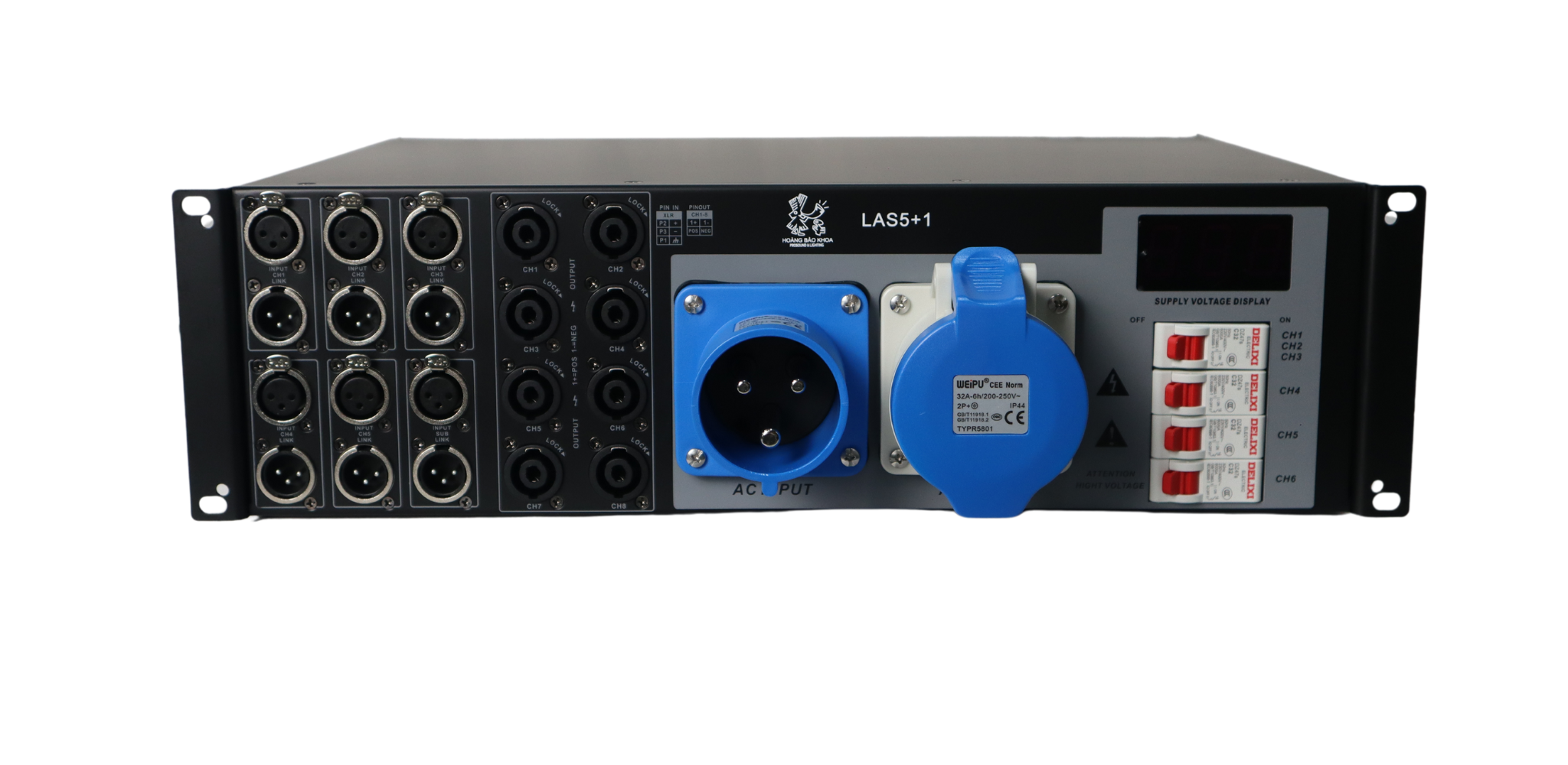 Ảnh minh họa Quản lý nguồn 32A 5000W/7000W HBK SOUND LAS 5+1 | Bộ Quản lý Nguồn Cho Hệ Thống Loa Line Array 32A 5000W/7000W HBK SOUND LAS 5+1 2